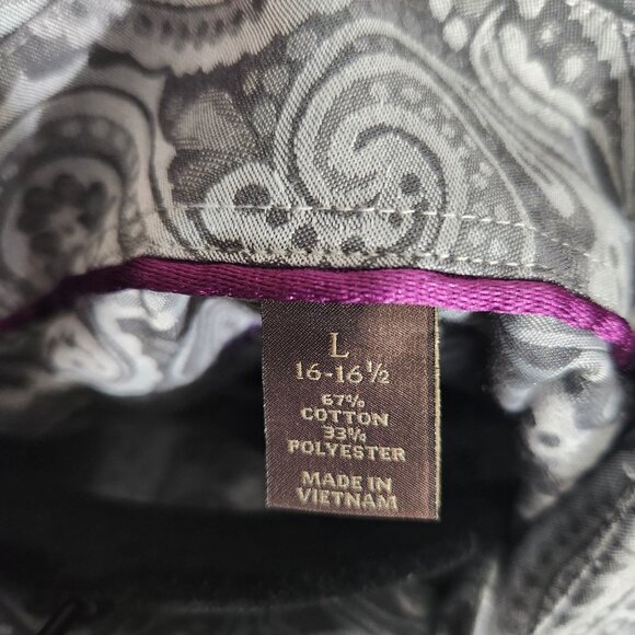Tasso Elba Shirt Mens Large Gray Paisley Long Sleeve Button Up FLAWS - Picture 8 of 13